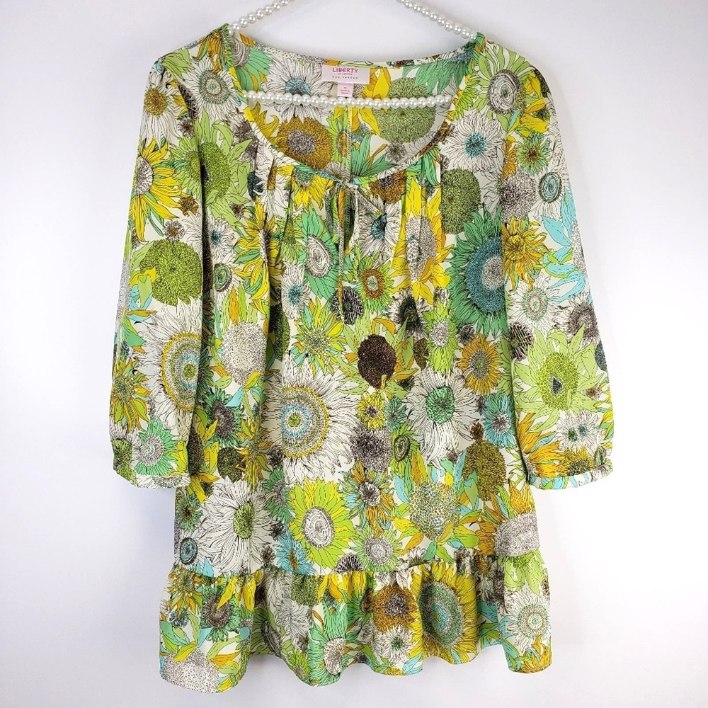 Liberty of London for Target Bright Floral Peplum Hem Blouse SZ M